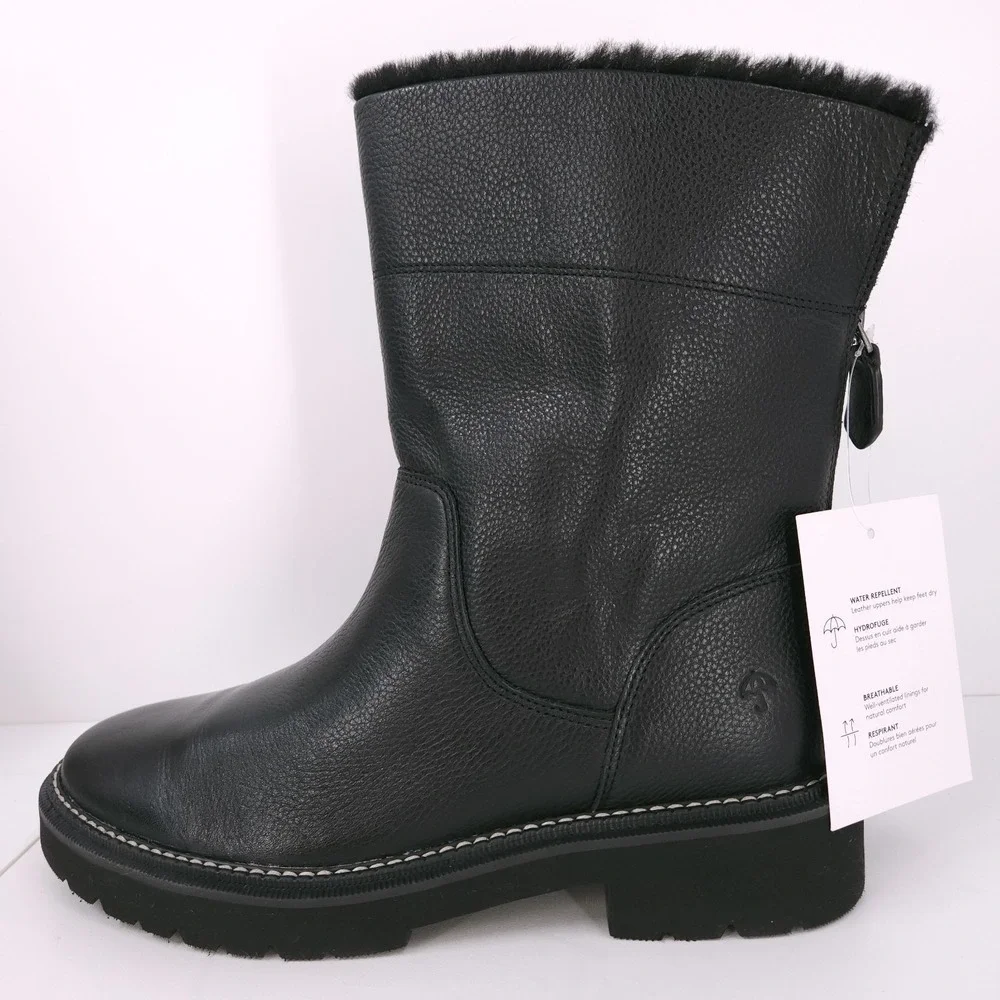 Naturalizer Sense Black Leather Ankle Winter Booties Womens Size 9.5‎ WW